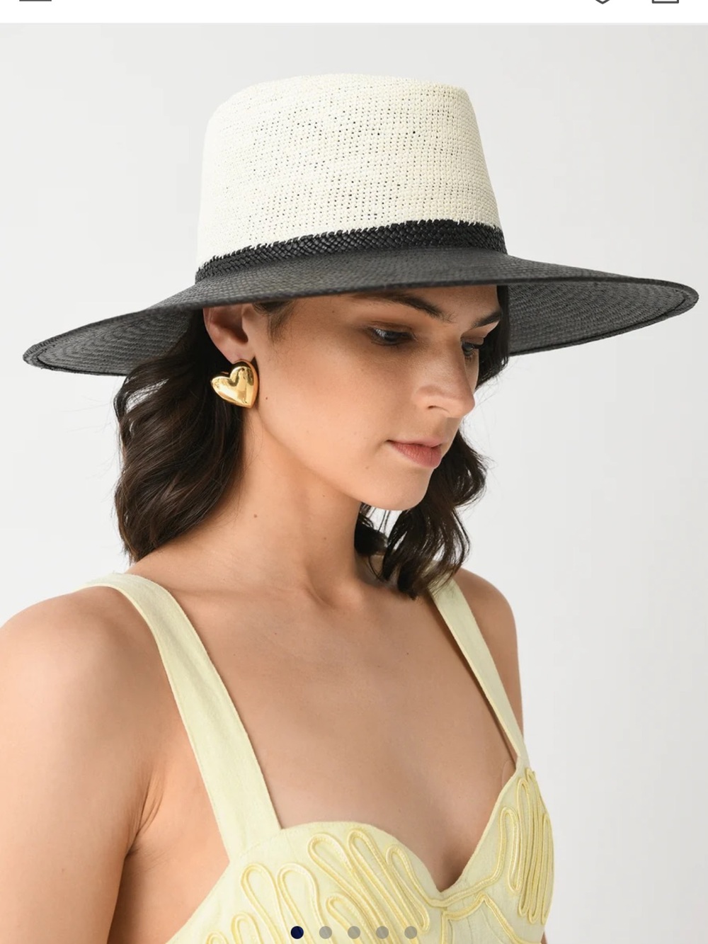 Freya Two-Tone Wide Brim Straw Hat - Cream and Black